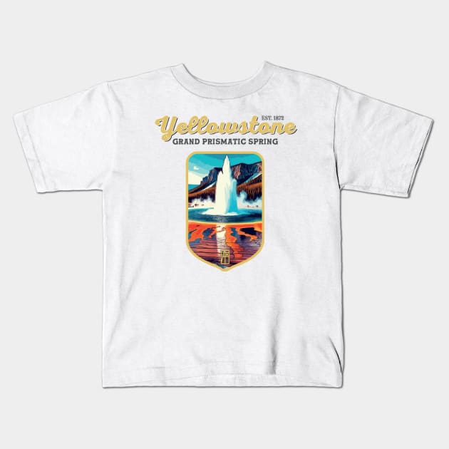 USA - NATIONAL PARK - YELLOWSTONE Grand Prismatic Spring - 2 Kids T-Shirt by ArtProjectShop